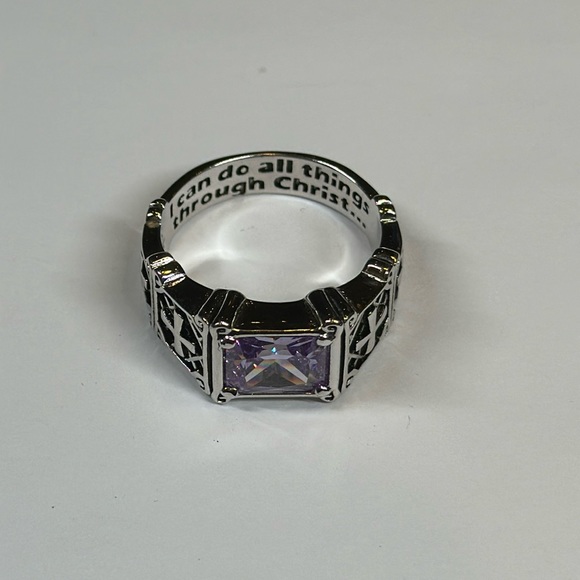 Danbury mint amethyst ring I can do all things through Christ - Picture 1 of 5